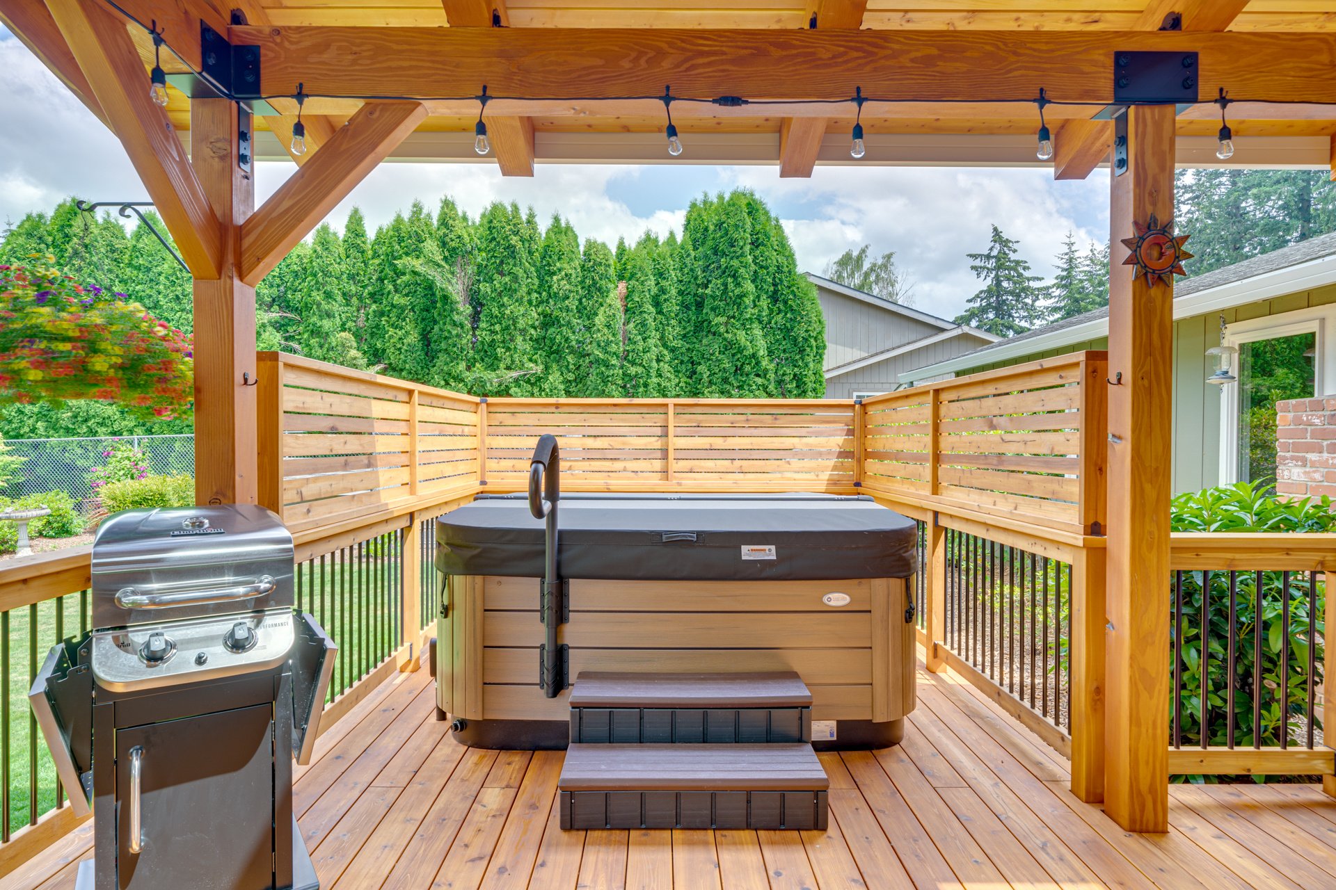 Deck with hot tub