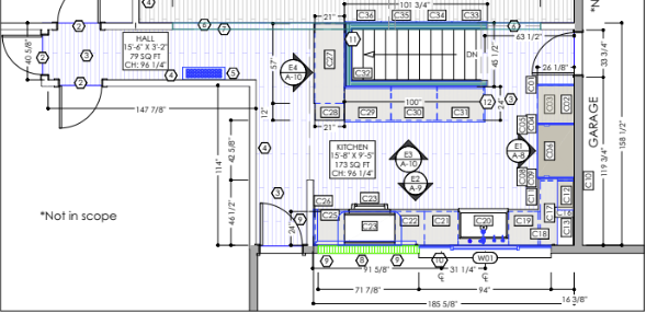 Construction Drawings for Walnut Kitchen in Argay Terrace