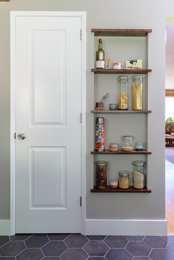 Kitchen remodel built in shelving