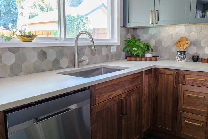 Kitchen remodel with hex tile