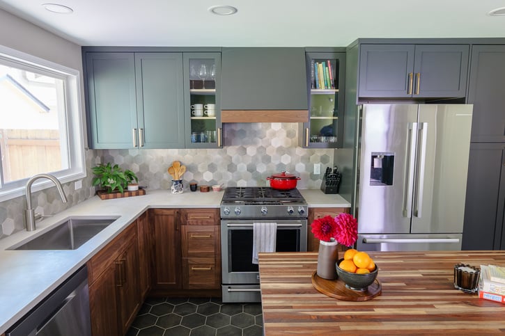 Portland kitchn with wood accents