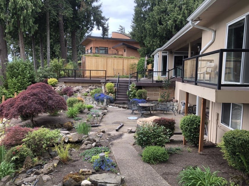 Back deck and yard of home