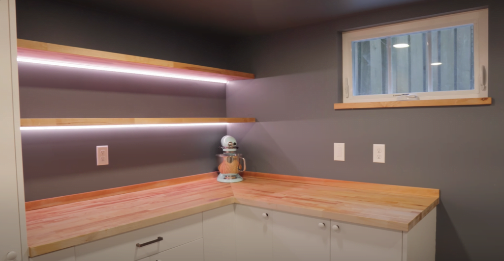 snack bar area in a basement remodel
