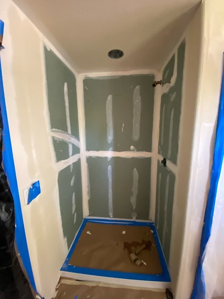 shower with drywall