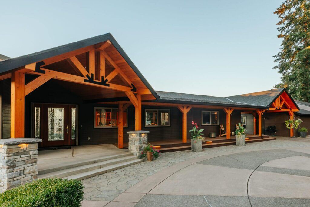timber framed home exterior makeover