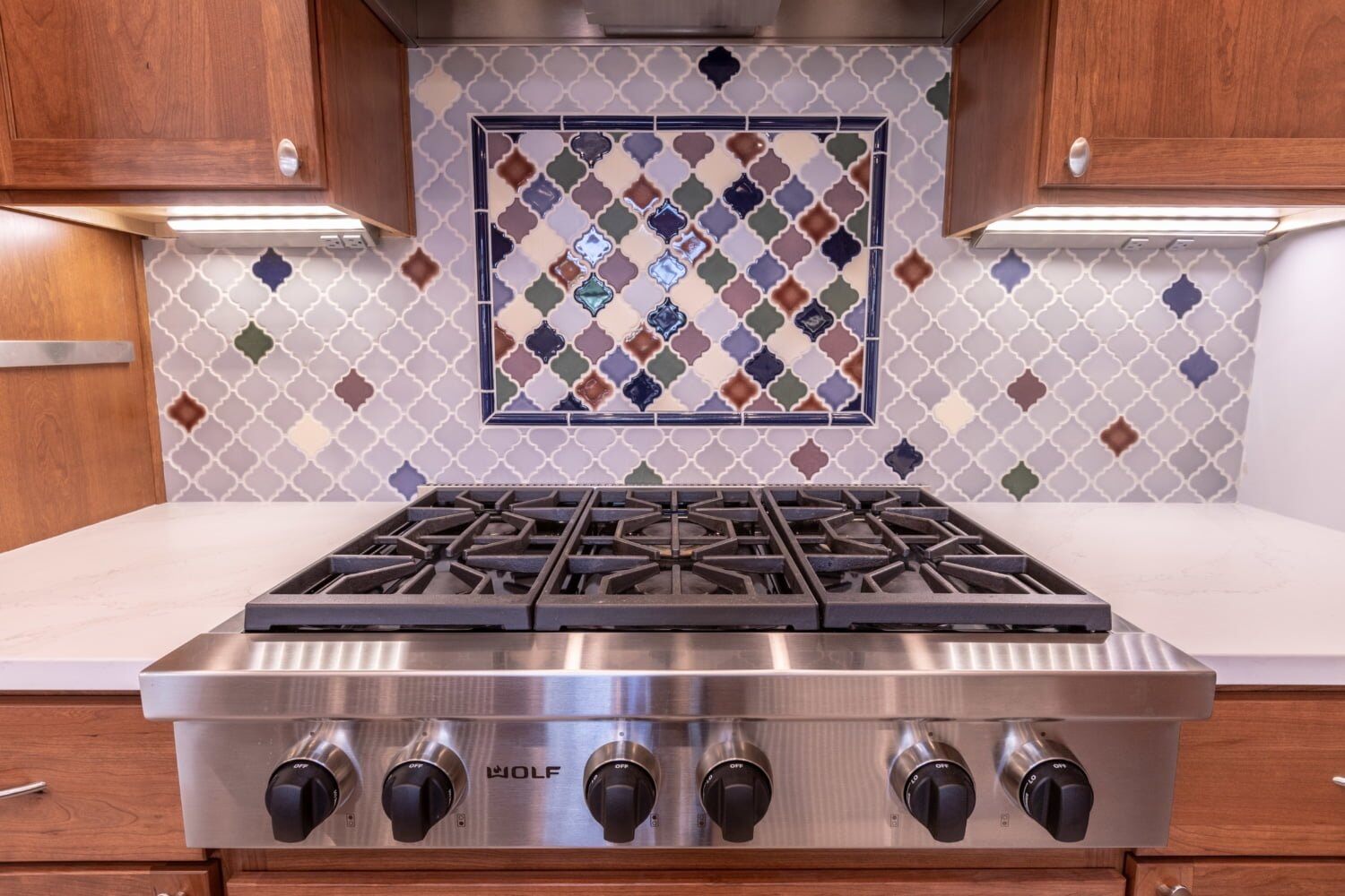 colorful tile backsplash