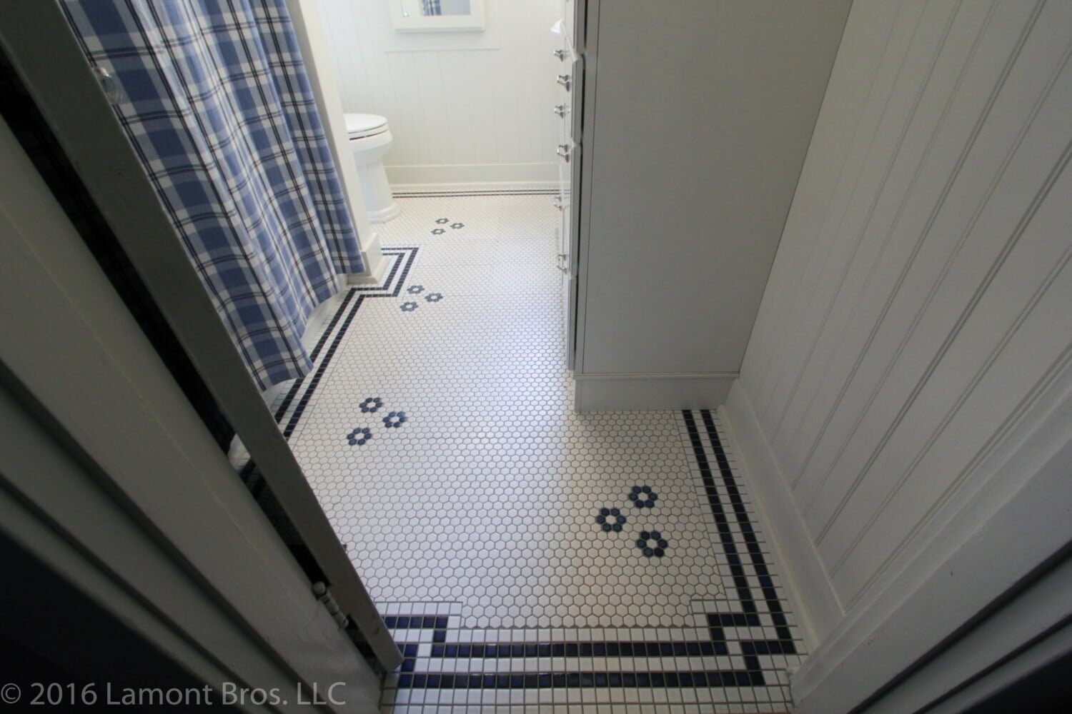 mosaic tile on bathroom floor