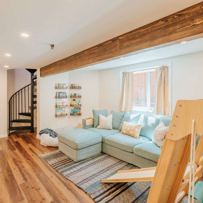 remodeled basement crawl space
