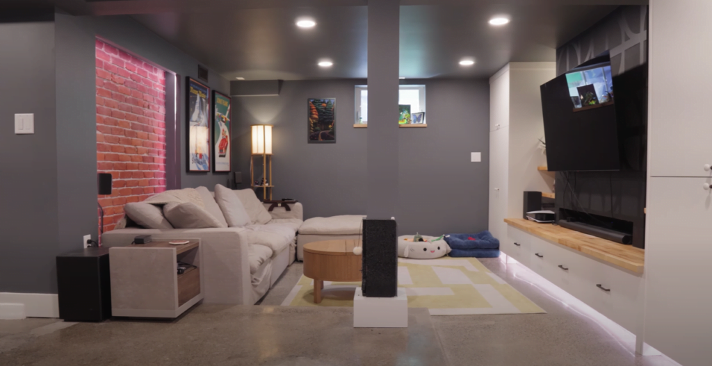 home theater in a basement remodel