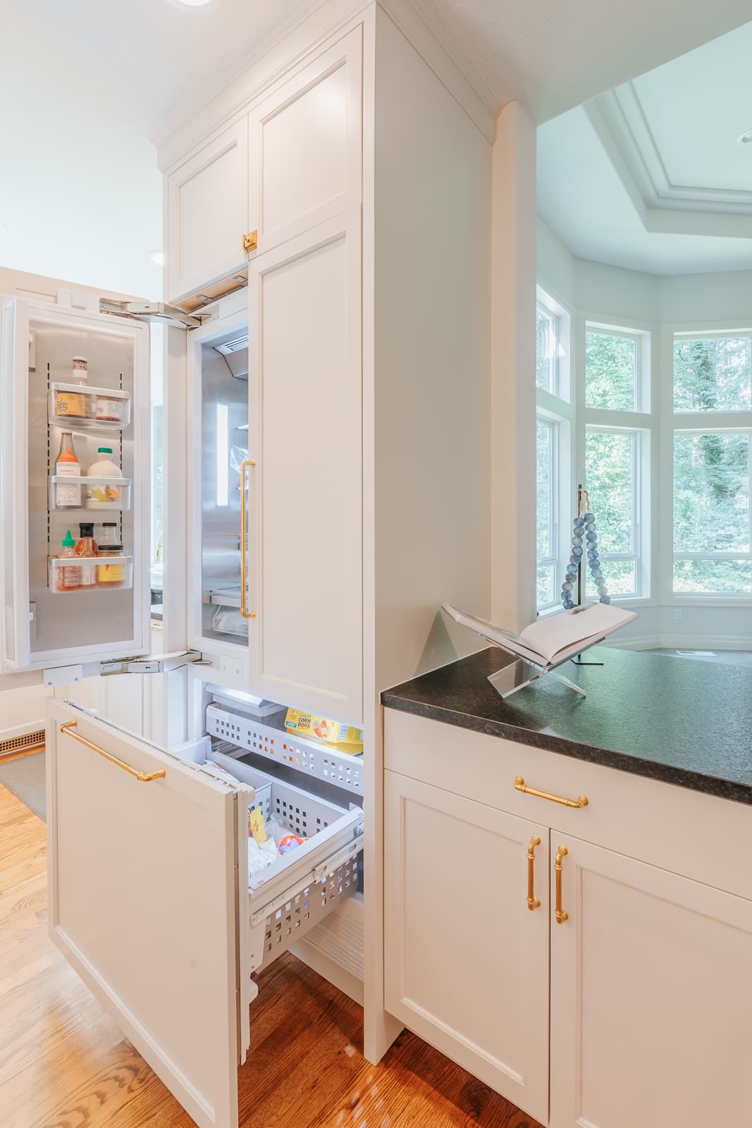 open refrigerator kitchen remodel Portland