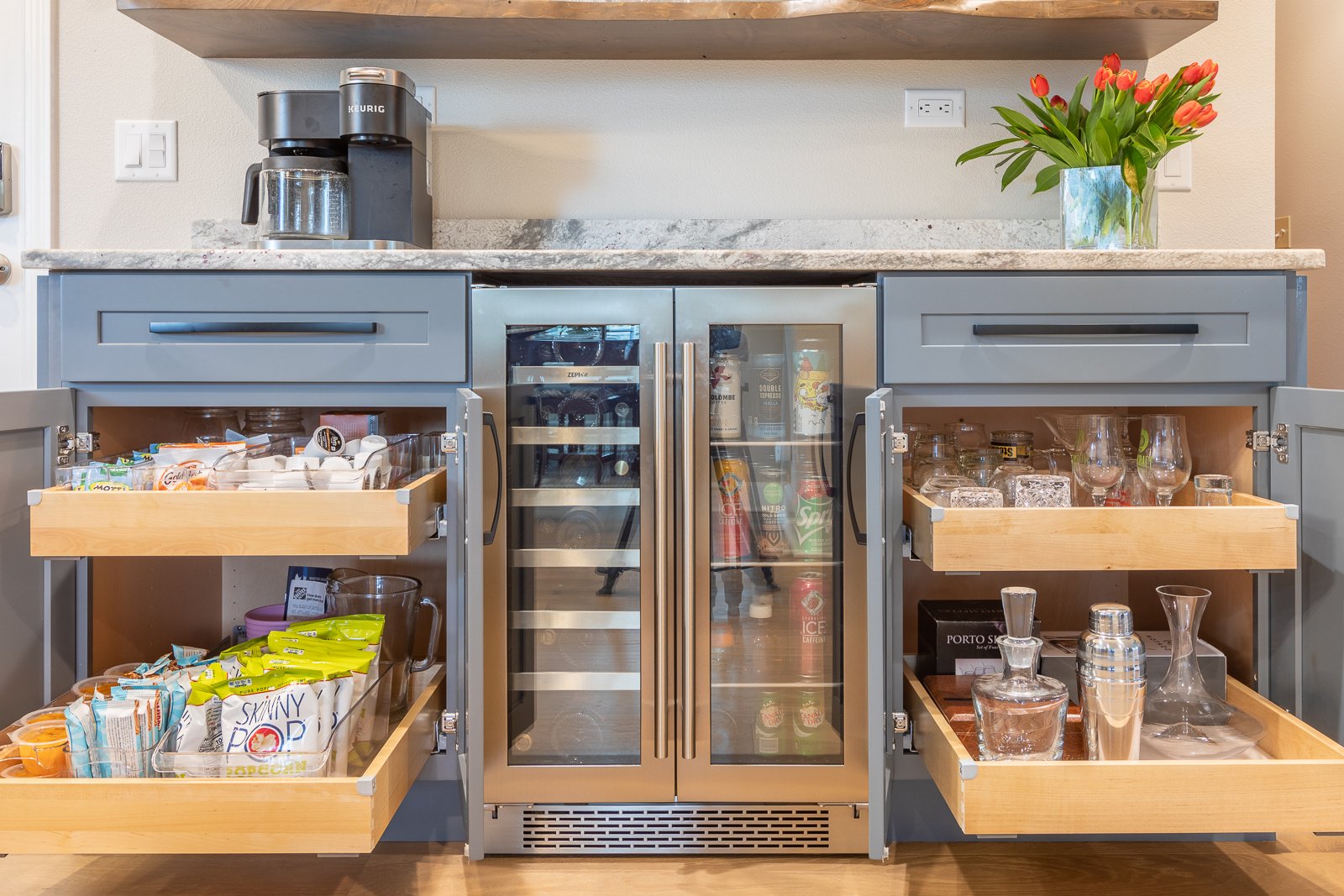 Fridge and drawers