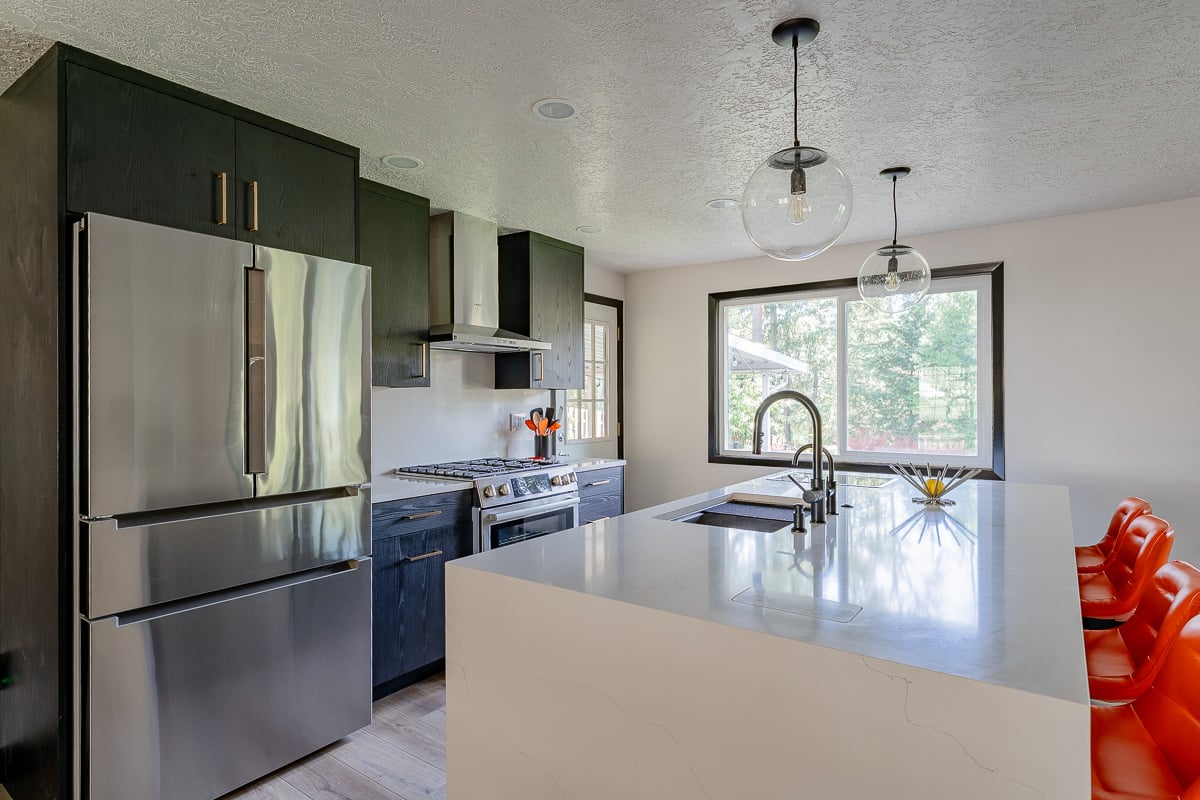 Close up of island and kitchen