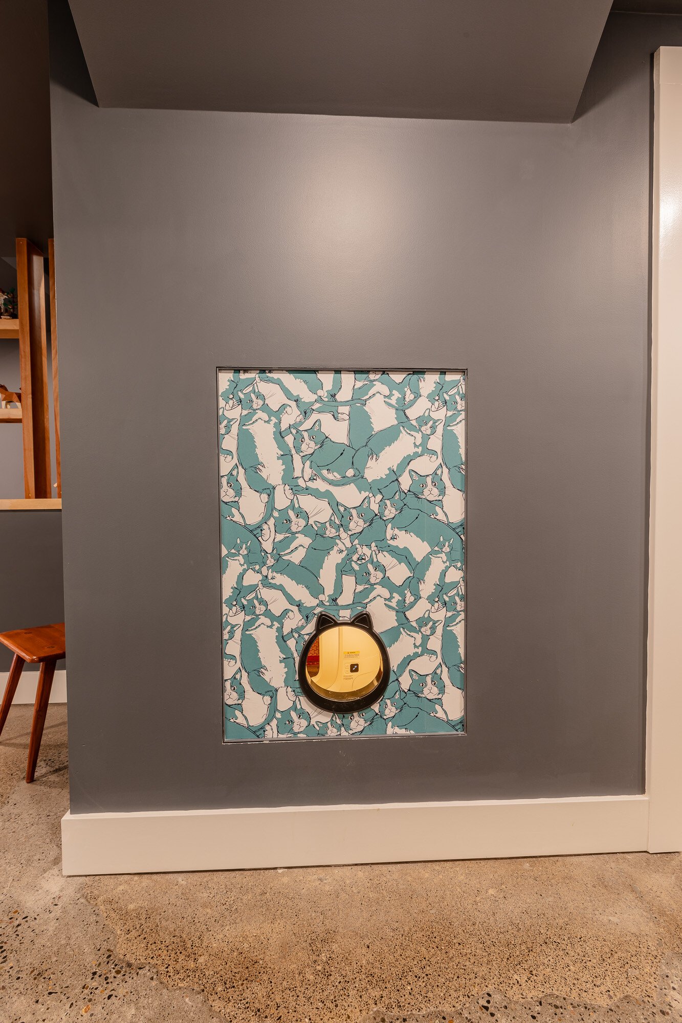 Cat Door in Basement Remodel