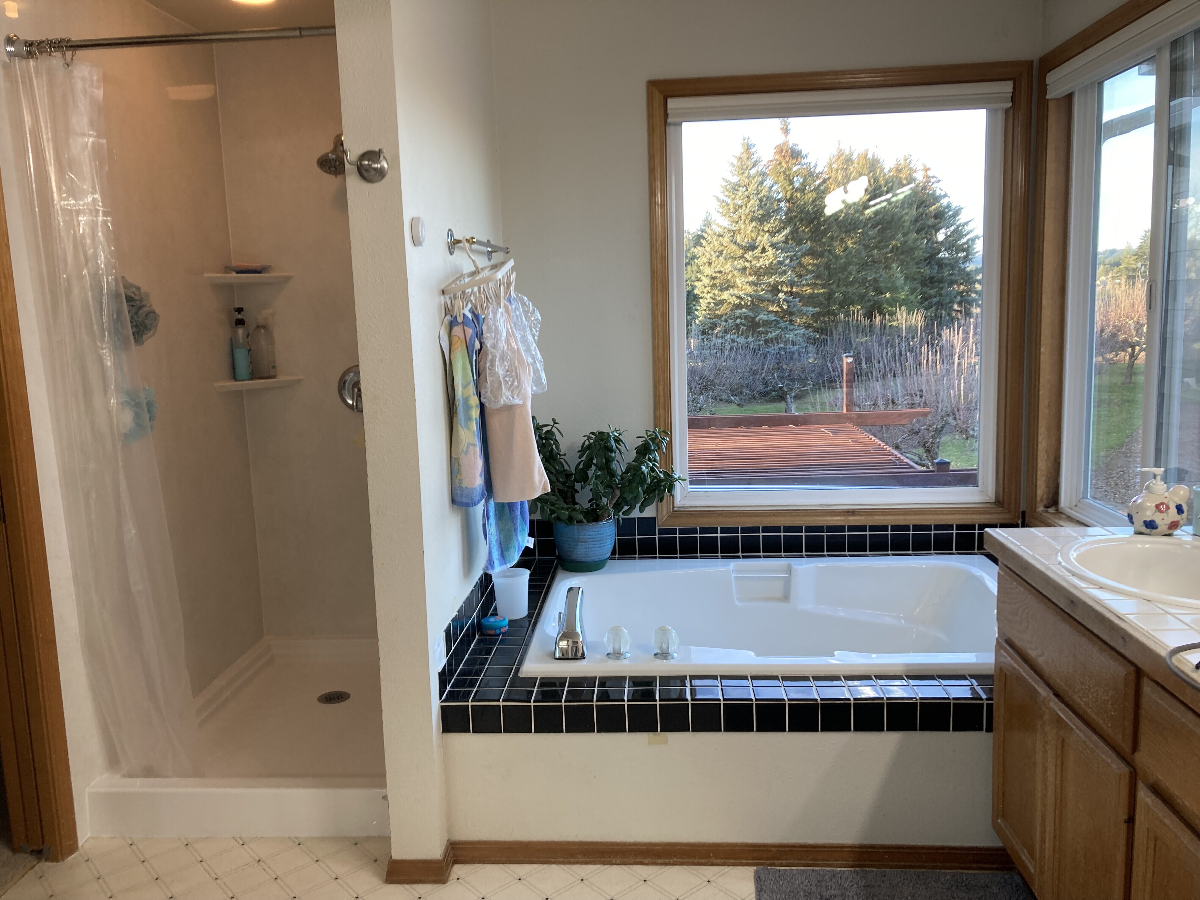 Leafy Tile Bathroom Before