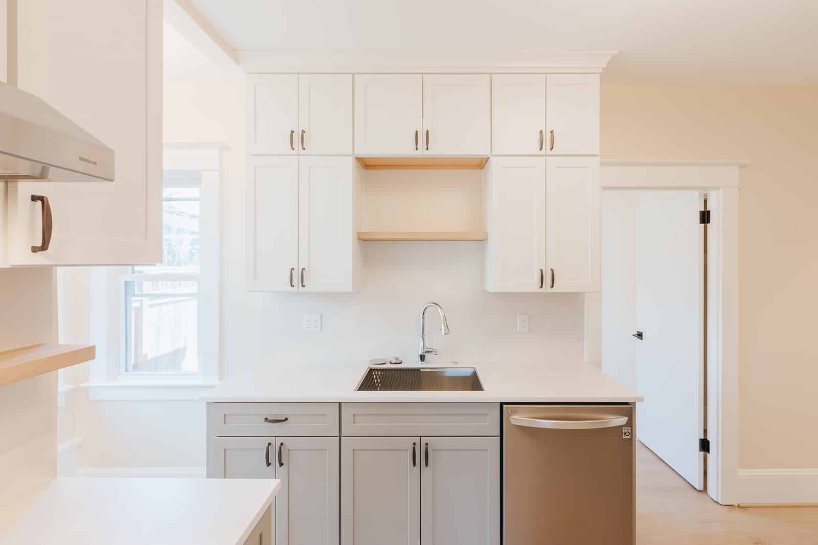 entry level cabinetry, two tone cabinets