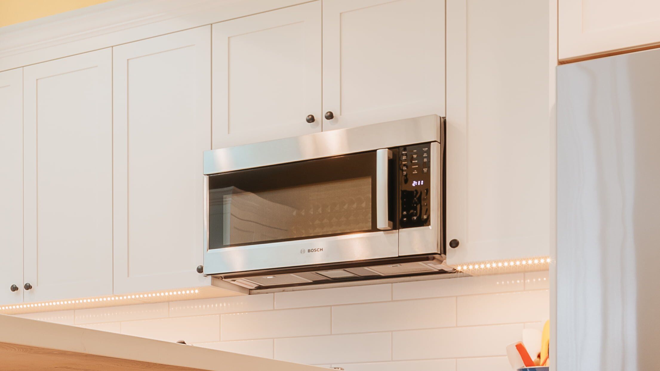 Microwave hood in a kitchen