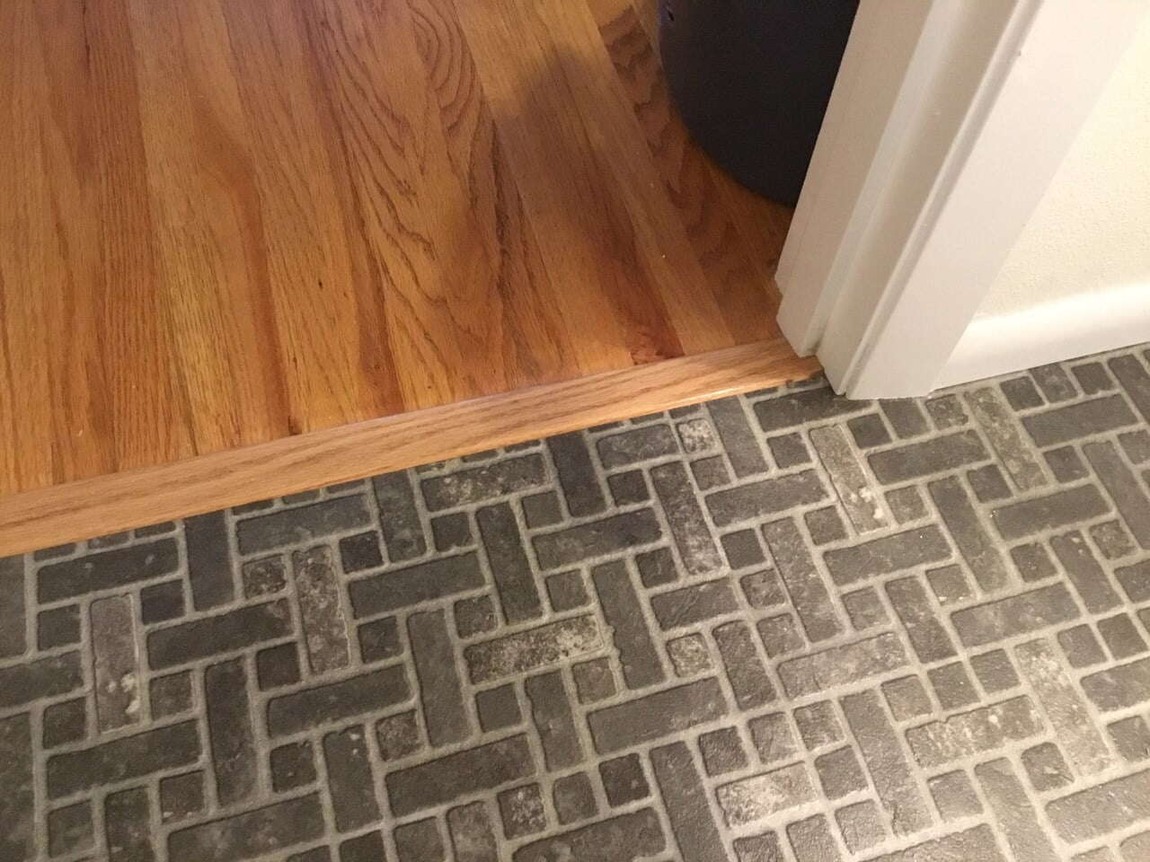 Textured sheet vinyl against hardwood floors