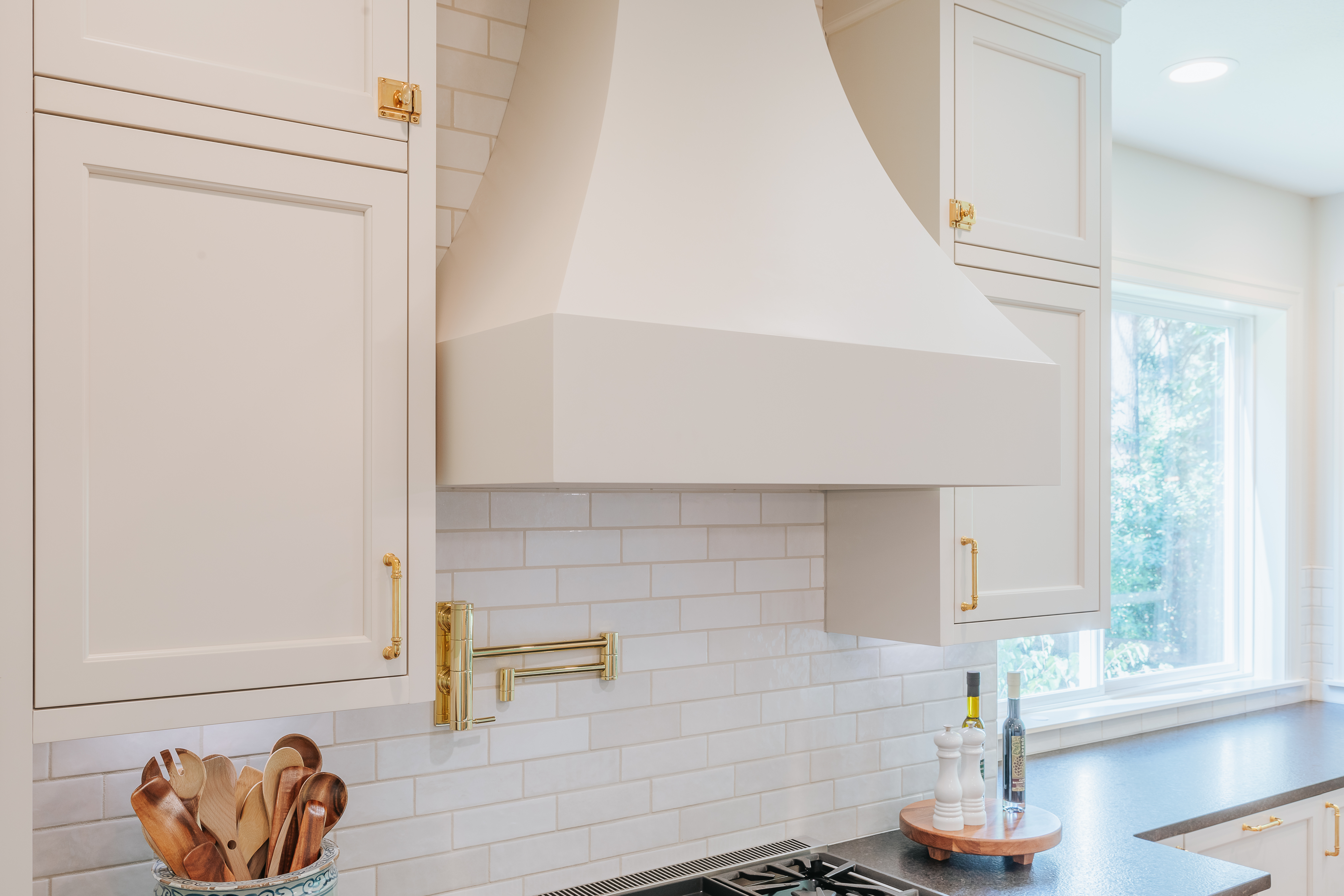 Custom white range hood