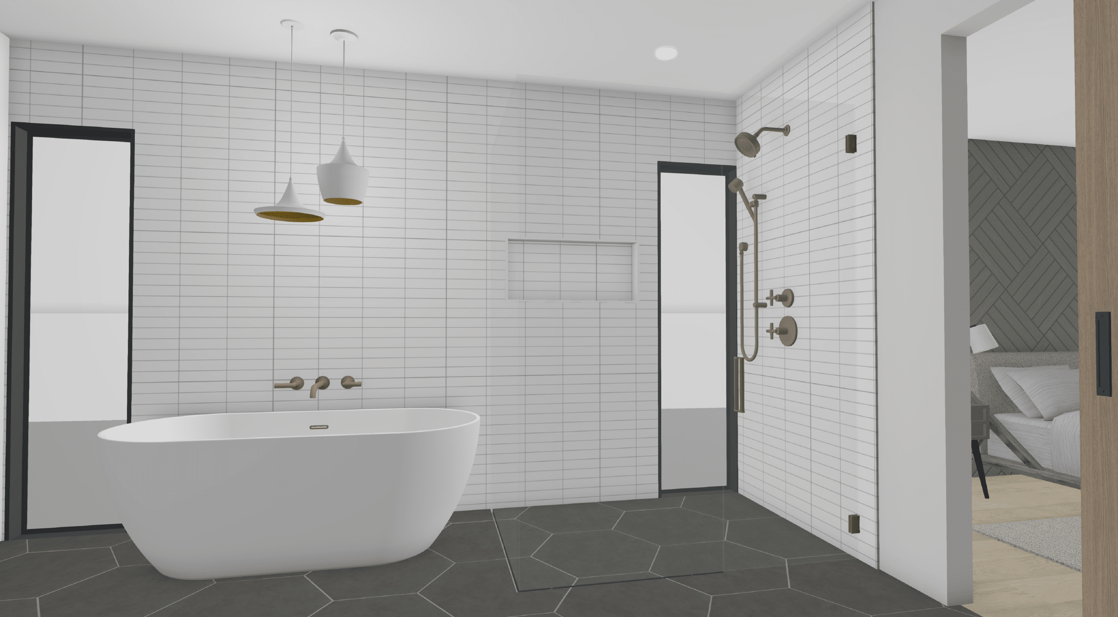 large scale addition with new bathroom rendering