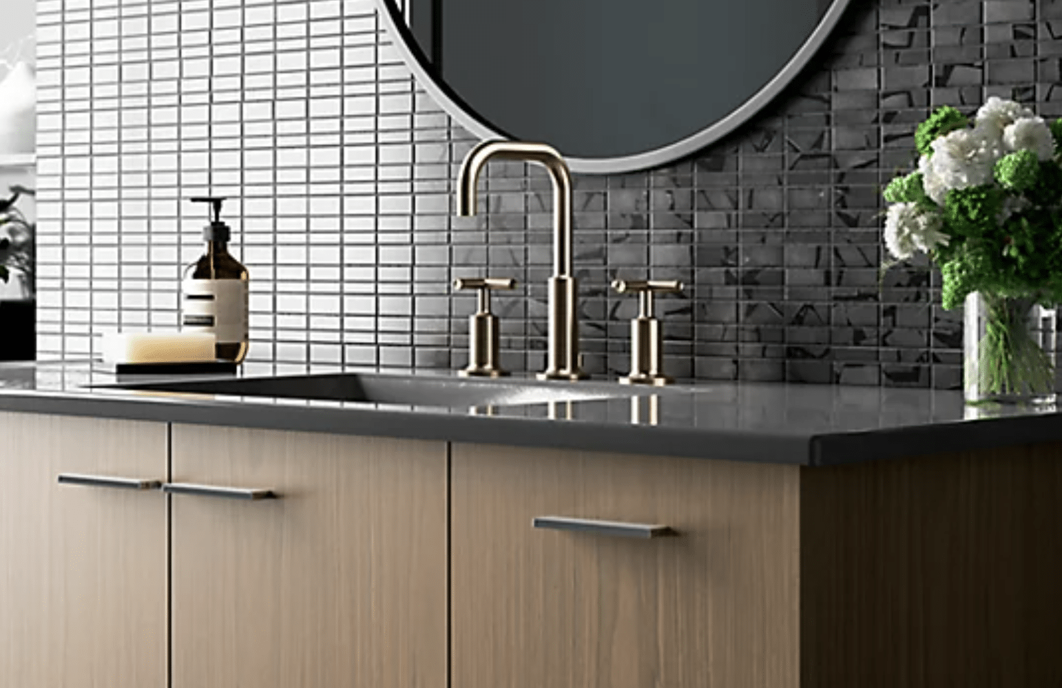 plumbing fixtures: gold bathroom faucet