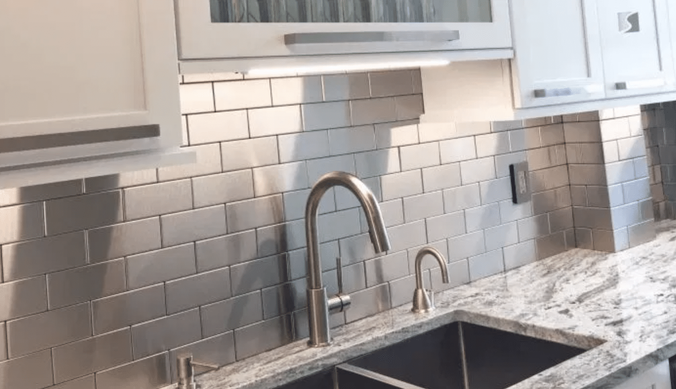 subway tile design ideas: metal