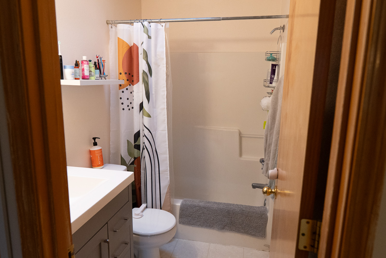 Green tile bath before